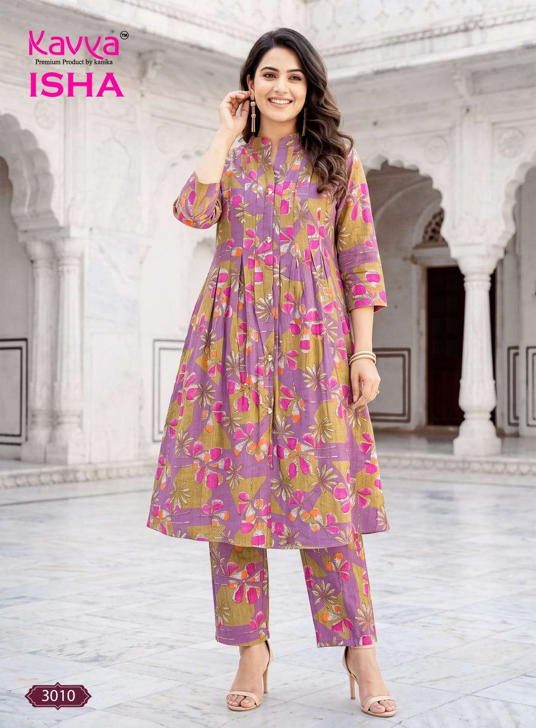 KAVYA ISHA VOL 3 TOP STITCHED PLEATS & CHINESE COLLAR AND POCKET CORD SET DAILY ROUTINE